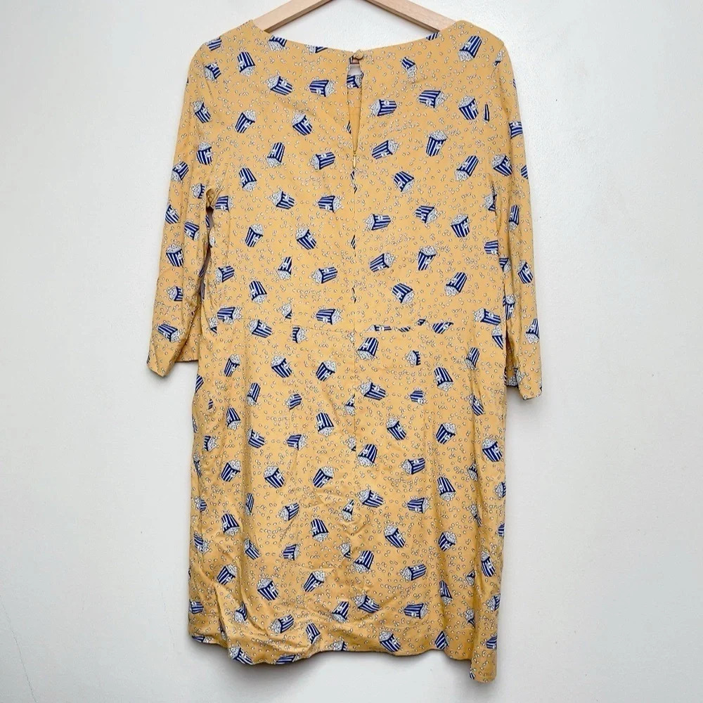 Modcloth Size M Emily And Fin Popcorn Printover Three Quarter Sleeve Shift Dress - Picture 10 of 10
